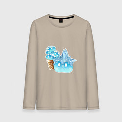 Лонгслив хлопковый мужской Мороженко-слайм, цвет: миндальный