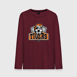 Лонгслив хлопковый мужской Football Tigers, цвет: меланж-бордовый