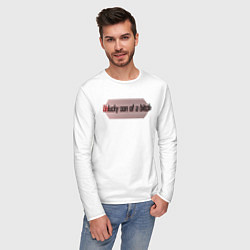 Лонгслив хлопковый мужской Unlucky son of a bitch, цвет: белый — фото 2