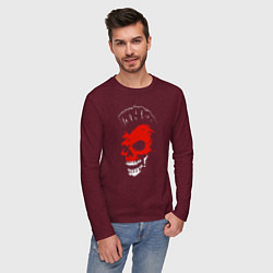 Лонгслив хлопковый мужской Веселый роджер, цвет: меланж-бордовый — фото 2