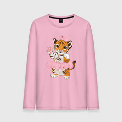 Лонгслив хлопковый мужской Tiger Girl, цвет: светло-розовый