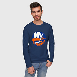 Лонгслив хлопковый мужской NY ISLANDERS, цвет: тёмно-синий — фото 2