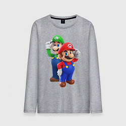 Лонгслив хлопковый мужской Mario Bros, цвет: меланж