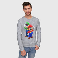 Лонгслив хлопковый мужской Mario Bros, цвет: меланж — фото 2