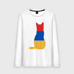 Лонгслив хлопковый мужской Армянский Кот, цвет: белый