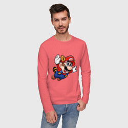 Лонгслив хлопковый мужской Mario bros 3, цвет: коралловый — фото 2