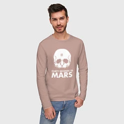 Лонгслив хлопковый мужской 30 Seconds to Mars белый череп, цвет: пыльно-розовый — фото 2