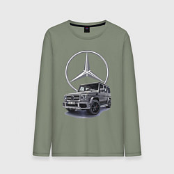 Лонгслив хлопковый мужской Mercedes Gelendwagen G63 AMG G-class G400d, цвет: авокадо