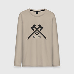 Лонгслив хлопковый мужской Logo New World, цвет: миндальный