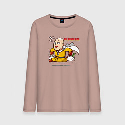Мужской лонгслив Счастливый Сайтама с пакетами продуктов One Punch-