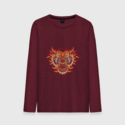 Лонгслив хлопковый мужской Tiger Fire, цвет: меланж-бордовый