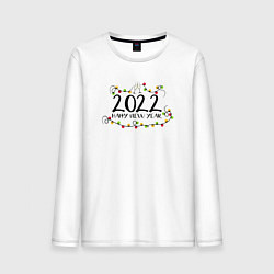Лонгслив хлопковый мужской Champagne glasses 2022 NY, цвет: белый