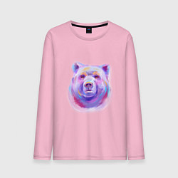 Лонгслив хлопковый мужской Неоновый медведь, цвет: светло-розовый