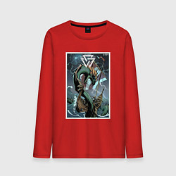 Лонгслив хлопковый мужской Ёрмунганд Морской змей, цвет: красный