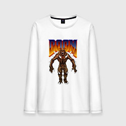 Лонгслив хлопковый мужской IMP DOOM MONSTER NPC, цвет: белый