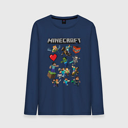 Лонгслив хлопковый мужской МИР МАНКРАФТА, ГЕРОИ И МОНСТРЫ ИГРЫ, цвет: тёмно-синий