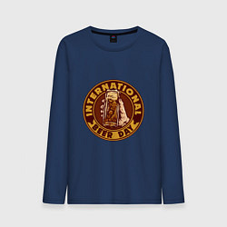 Лонгслив хлопковый мужской День пивного живота, цвет: тёмно-синий