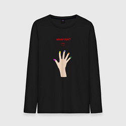 Лонгслив хлопковый мужской Рука ледяного убийцы с разноцветными ногтями, цвет: черный