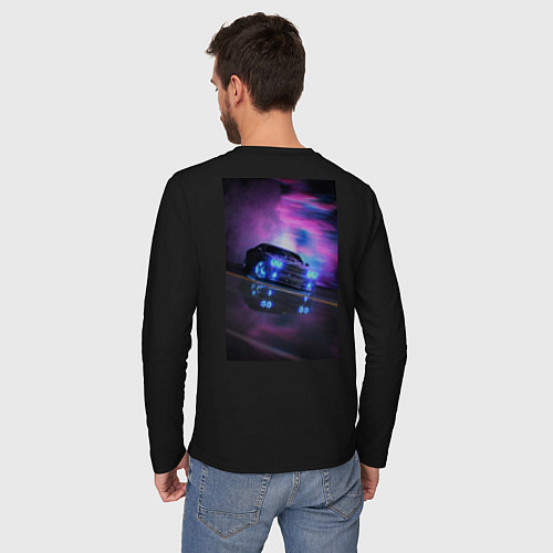 Мужской лонгслив Авто в неоне / Черный – фото 4
