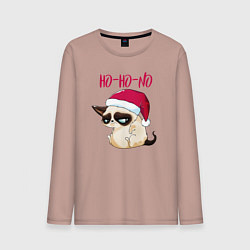 Лонгслив хлопковый мужской Ugly cat Ho-Ho-No, цвет: пыльно-розовый