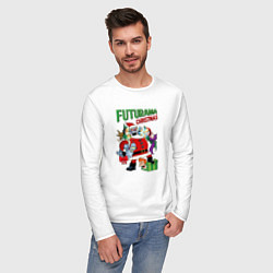 Лонгслив хлопковый мужской Christmas Futurama, цвет: белый — фото 2