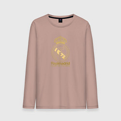 Лонгслив хлопковый мужской Real Madrid gold logo, цвет: пыльно-розовый