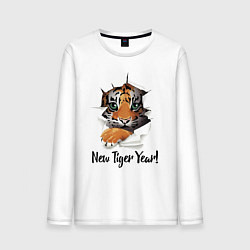 Лонгслив хлопковый мужской New Tiger Year!, цвет: белый