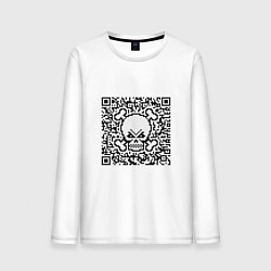 Лонгслив хлопковый мужской QR Skull, цвет: белый