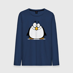 Лонгслив хлопковый мужской Глазастый пингвин, цвет: тёмно-синий