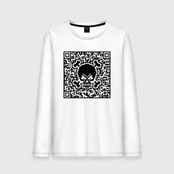 Лонгслив хлопковый мужской SKULL & BONES QR-code, цвет: белый