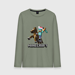 Лонгслив хлопковый мужской MINECRAFT НОВЫЙ ГОД 2022 МАЙНКРАФТ, цвет: авокадо
