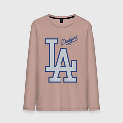 Лонгслив хлопковый мужской Los Angeles Dodgers - baseball team, цвет: пыльно-розовый