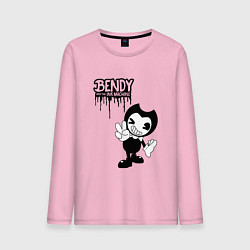 Лонгслив хлопковый мужской Bendy Бенди и чернильная машина, цвет: светло-розовый