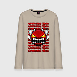 Лонгслив хлопковый мужской GEOMETRY DASH КРАСНЫЙ ОГНЕННЫЙ ДЕМОН, цвет: миндальный