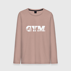 Лонгслив хлопковый мужской GYM- образ жизни, цвет: пыльно-розовый