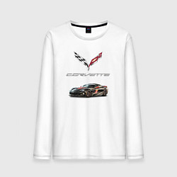 Лонгслив хлопковый мужской Chevrolet Corvette - Motorsport racing team цвета белый — фото 1