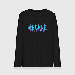 Лонгслив хлопковый мужской ARCANE LEAGUE OF LEGENDS NEON LOGO, цвет: черный