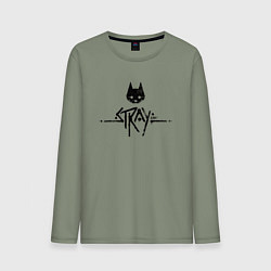 Лонгслив хлопковый мужской Stray: Black Logo, цвет: авокадо