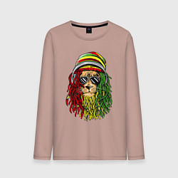 Лонгслив хлопковый мужской Rasta lioN, цвет: пыльно-розовый