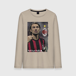 Лонгслив хлопковый мужской Paolo Cesare Maldini - Milan, captain, цвет: миндальный
