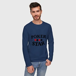 Лонгслив хлопковый мужской Poker Star, цвет: тёмно-синий — фото 2