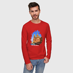 Лонгслив хлопковый мужской Путешествие Санкт-Петербург Россия, цвет: красный — фото 2