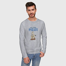 Лонгслив хлопковый мужской Once a pirate always a pirate, цвет: меланж — фото 2