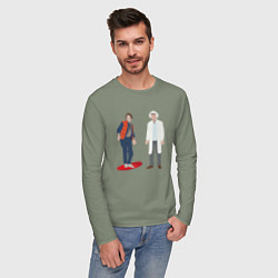 Лонгслив хлопковый мужской Назад в будущее делориан 2022, цвет: авокадо — фото 2