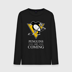 Лонгслив хлопковый мужской Penguins are coming, Pittsburgh Penguins, Питтсбур, цвет: черный
