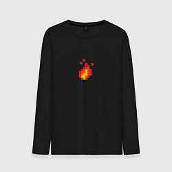 Лонгслив хлопковый мужской 8 Bit Digital Fire, цвет: черный