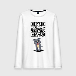 Лонгслив хлопковый мужской Пожрать есть чё? QR-code!, цвет: белый