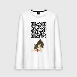 Лонгслив хлопковый мужской Я люблю тебя! QR-code!, цвет: белый