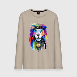 Лонгслив хлопковый мужской Color lion! Neon!, цвет: миндальный