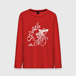 Лонгслив хлопковый мужской Scratch - трековые велогонки, цвет: красный